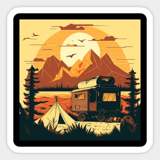 Camping Adventure Sunset, Camping Van Sticker
